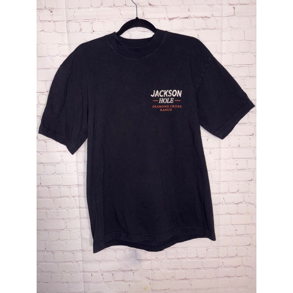 Diamond Cross Ranch Jackson Hole Wyoming Trout Graphic T-Shirt Mens Medium Black